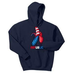 Banana Us Flag Patriot America Party Funny Fruit Republic Kids Hoodie