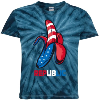 Banana Us Flag Patriot America Party Funny Fruit Republic Kids Tie-Dye T-Shirt