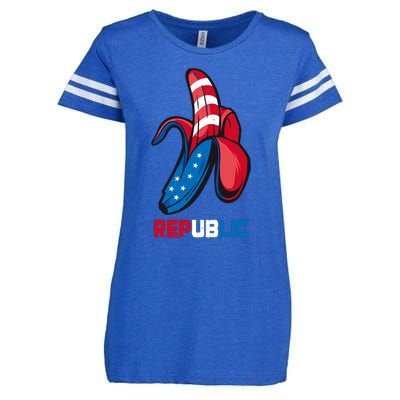 Banana Us Flag Patriot America Party Funny Fruit Republic Enza Ladies Jersey Football T-Shirt