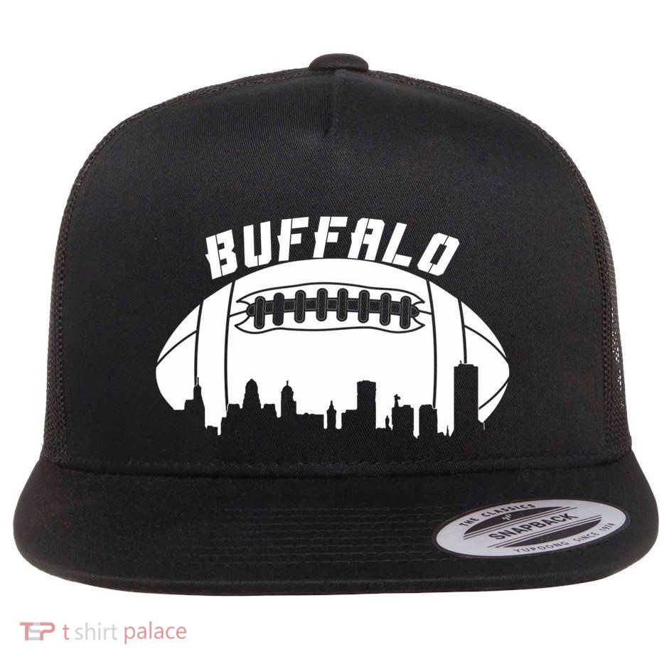 Buffalo Football City Skyline Flat Bill Trucker Hat