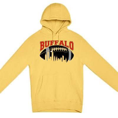 Buffalo Football Fan City Skyline Premium Pullover Hoodie