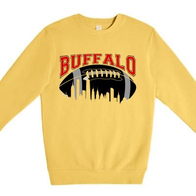 Buffalo Football Fan City Skyline Premium Crewneck Sweatshirt