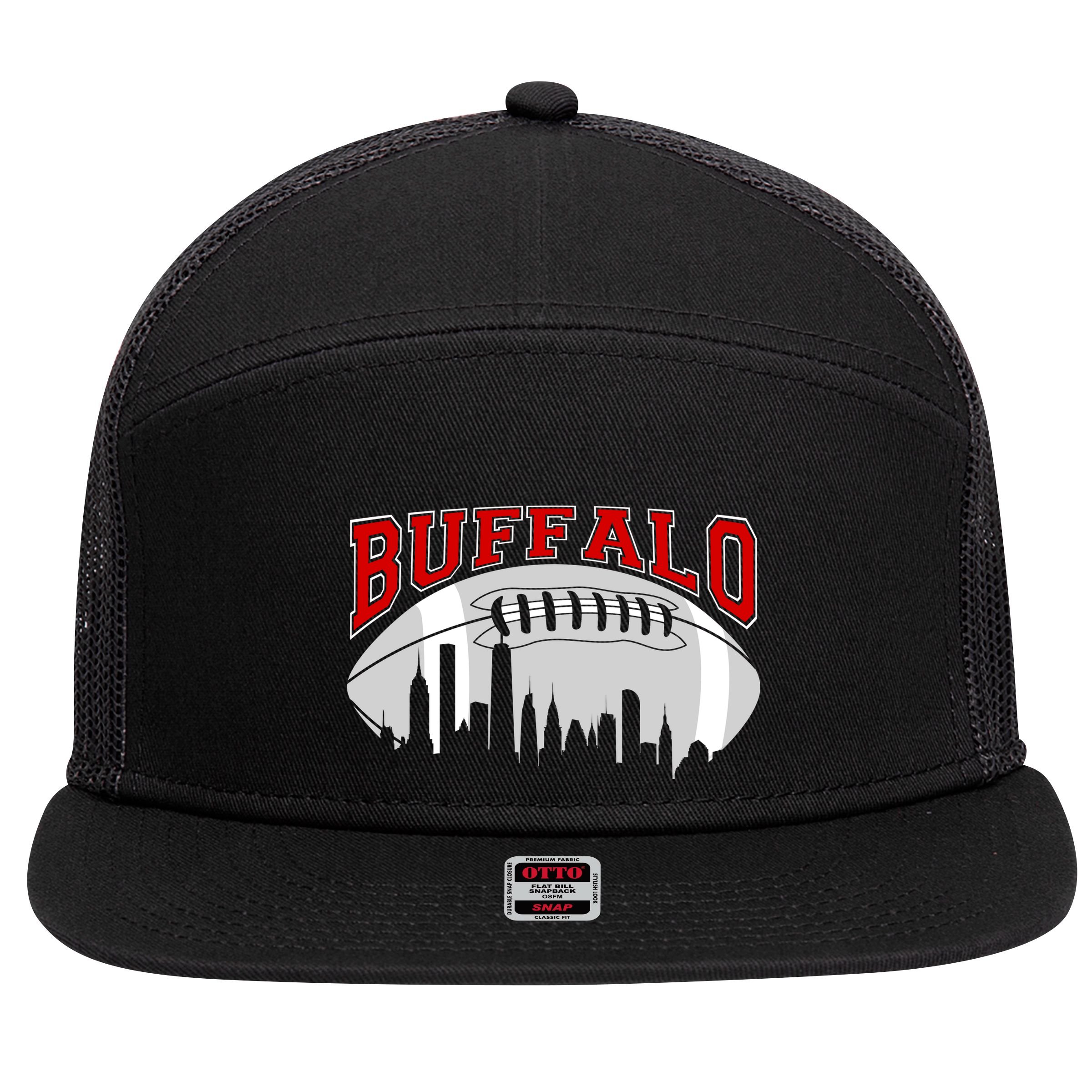 Buffalo Football Fan City Skyline 7 Panel Mesh Trucker Snapback Hat