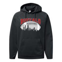 Buffalo Football Fan City Skyline Performance Fleece Hoodie