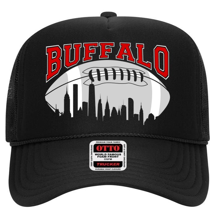 Buffalo Football Fan City Skyline High Crown Mesh Back Trucker Hat