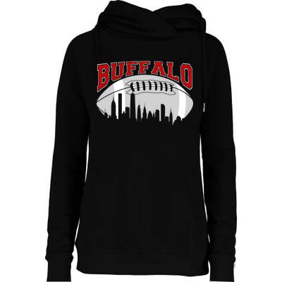 Buffalo Football Fan City Skyline Womens Funnel Neck Pullover Hood