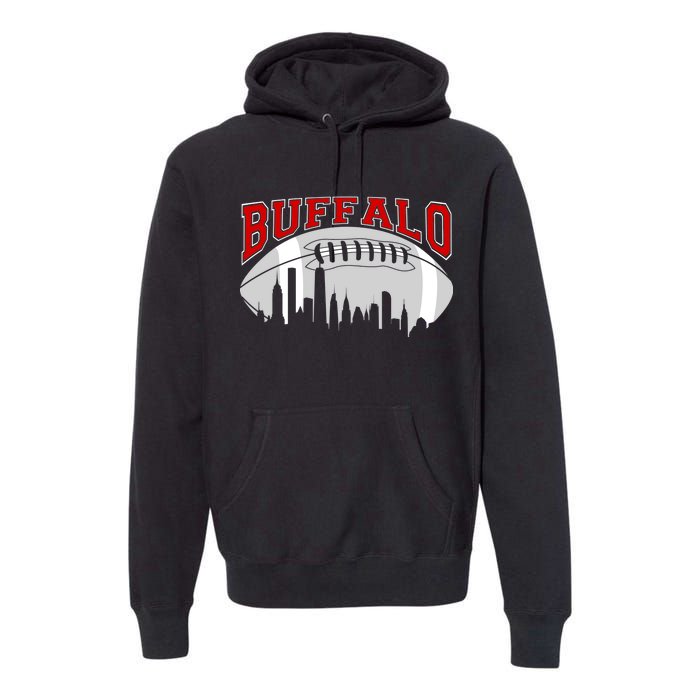 Buffalo Football Fan City Skyline Premium Hoodie