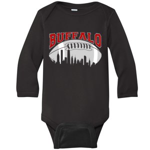 Buffalo Football Fan City Skyline Baby Long Sleeve Bodysuit