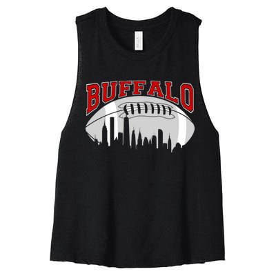 Buffalo Football Fan City Skyline Women's Racerback Cropped Tank