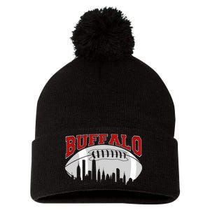 Buffalo Football Fan City Skyline Pom Pom 12in Knit Beanie