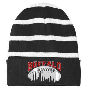 Buffalo Football Fan City Skyline Striped Beanie with Solid Band