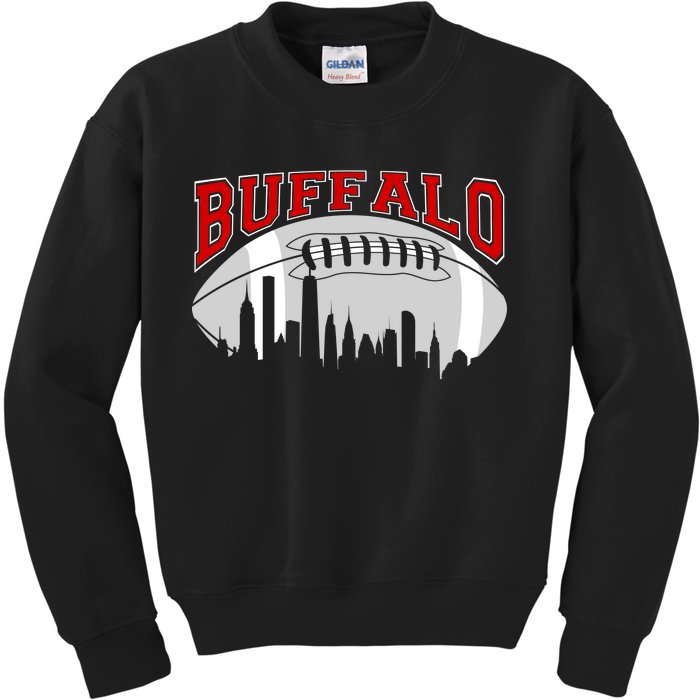 Buffalo Football Fan City Skyline Kids Sweatshirt