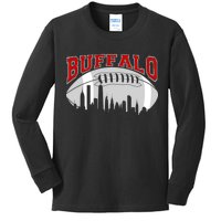 Buffalo Football Fan City Skyline Kids Long Sleeve Shirt