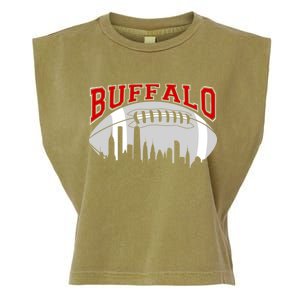 Buffalo Football Fan City Skyline Garment-Dyed Women's Muscle Tee