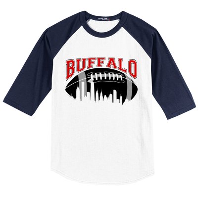 Buffalo Football Fan City Skyline Baseball Sleeve Shirt