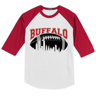 Buffalo Football Fan City Skyline Kids Colorblock Raglan Jersey