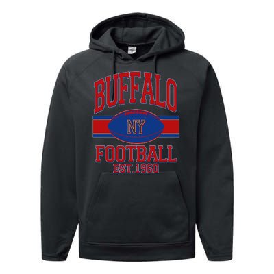 Buffalo New York Football Classic Logo Fan Performance Fleece Hoodie