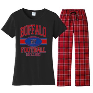 Buffalo New York Football Classic Logo Fan Women's Flannel Pajama Set