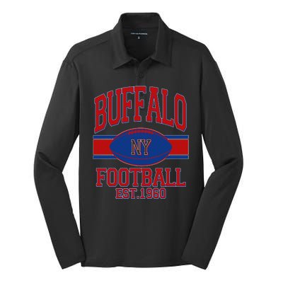 Buffalo New York Football Classic Logo Fan Silk Touch Performance Long Sleeve Polo