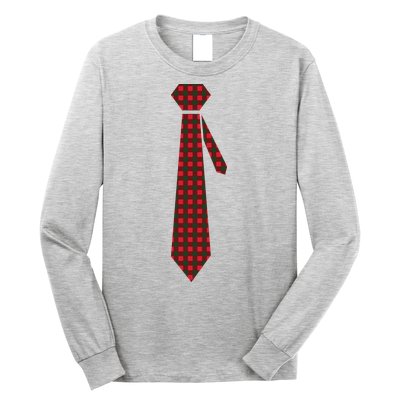 Buffalo Plaid Christmas Tie Long Sleeve Shirt