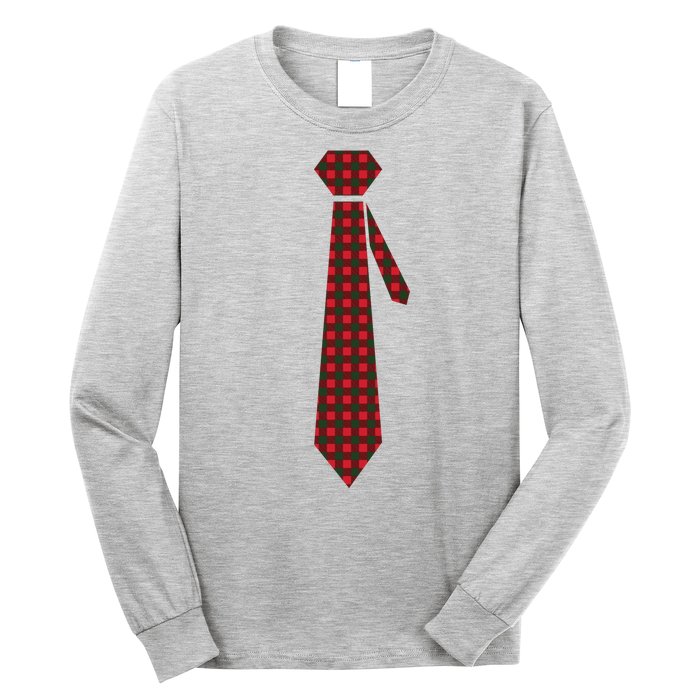 Buffalo Plaid Christmas Tie Long Sleeve Shirt