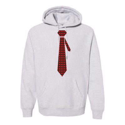 Buffalo Plaid Christmas Tie Premium Hoodie