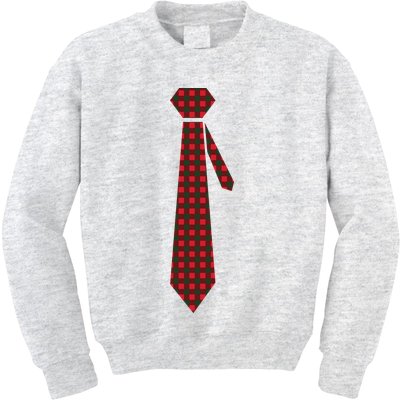 Buffalo Plaid Christmas Tie Kids Sweatshirt