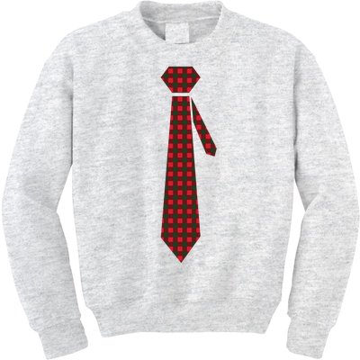 Buffalo Plaid Christmas Tie Kids Sweatshirt