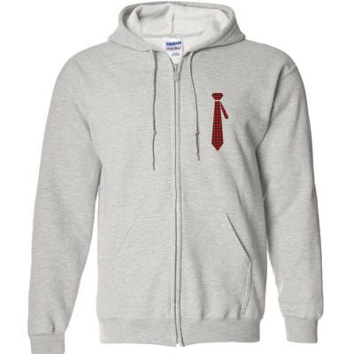 Buffalo Plaid Christmas Tie Full Zip Hoodie