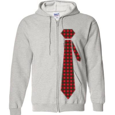 Buffalo Plaid Christmas Tie Full Zip Hoodie