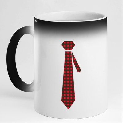 Buffalo Plaid Christmas Tie 11oz Black Color Changing Mug