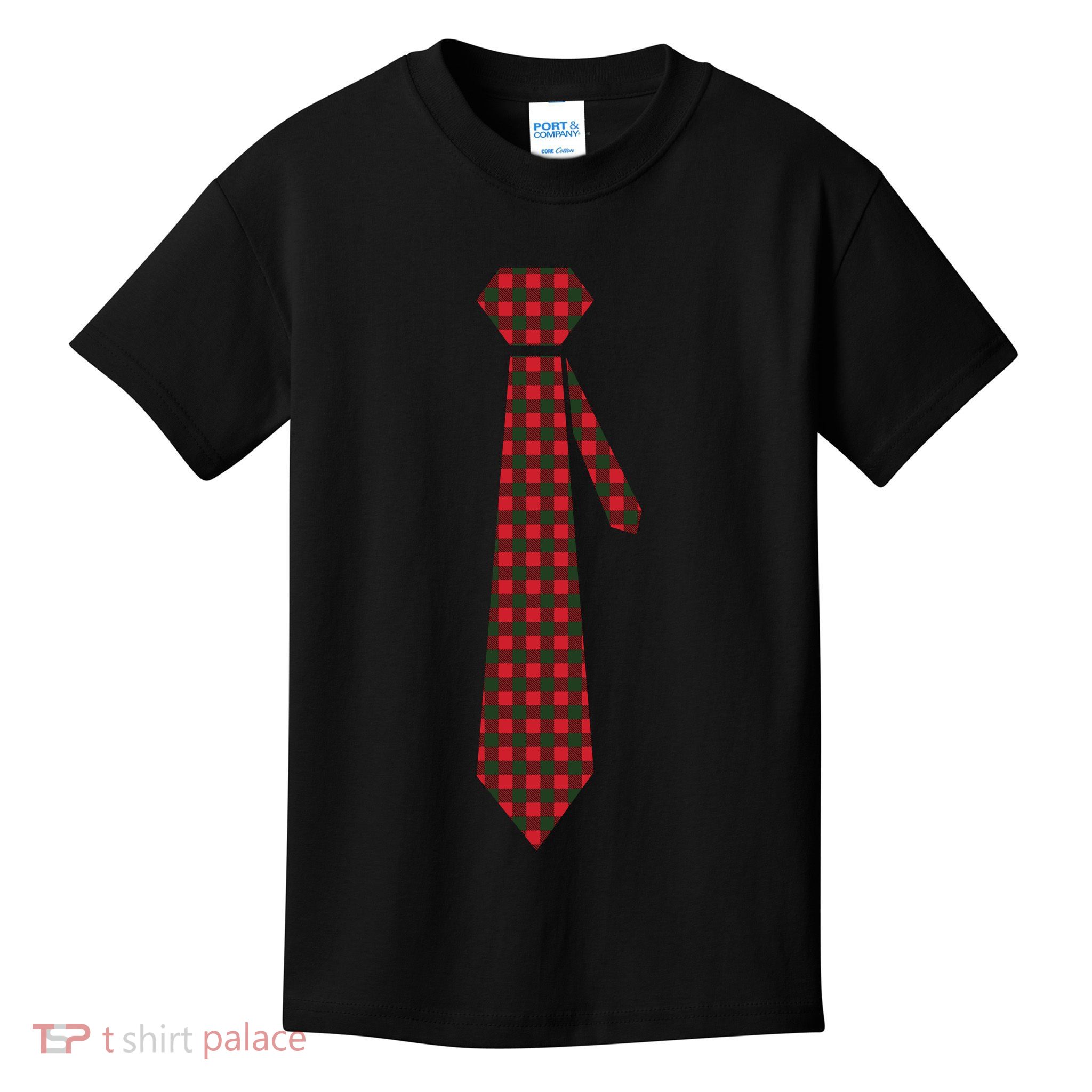 Buffalo Plaid Christmas Tie Kids T-Shirt