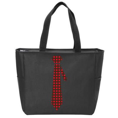 Buffalo Plaid Christmas Tie Zip Tote Bag