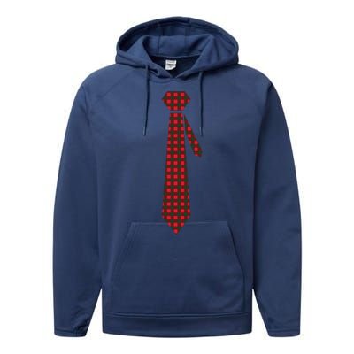 Buffalo Plaid Christmas Tie Performance Fleece Hoodie