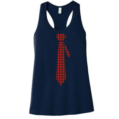 Buffalo Plaid Christmas Tie Women's Racerback Tank