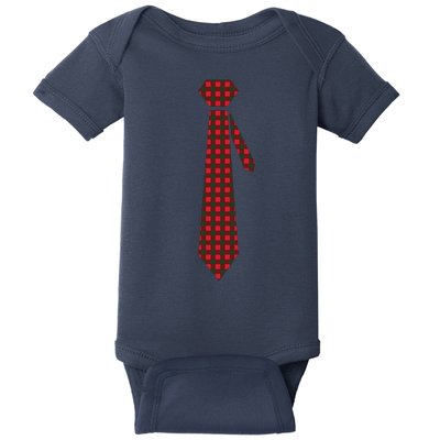 Buffalo Plaid Christmas Tie Baby Bodysuit