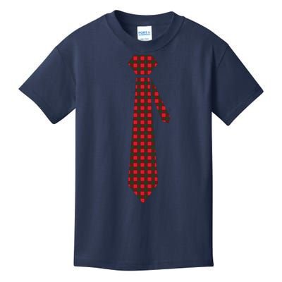 Buffalo Plaid Christmas Tie Kids T-Shirt