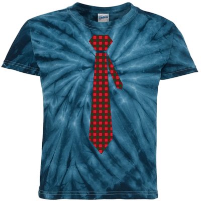 Buffalo Plaid Christmas Tie Kids Tie-Dye T-Shirt