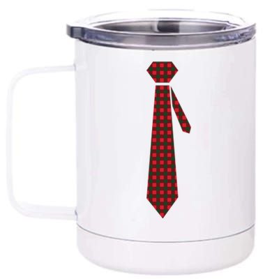 Buffalo Plaid Christmas Tie 12 oz Stainless Steel Tumbler Cup