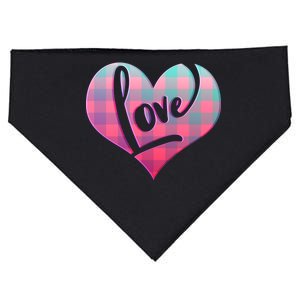 Buffalo Plaid Love Heart Valentines Day USA-Made Doggie Bandana