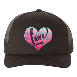 Buffalo Plaid Love Heart Valentines Day Yupoong Adult 5-Panel Trucker Hat