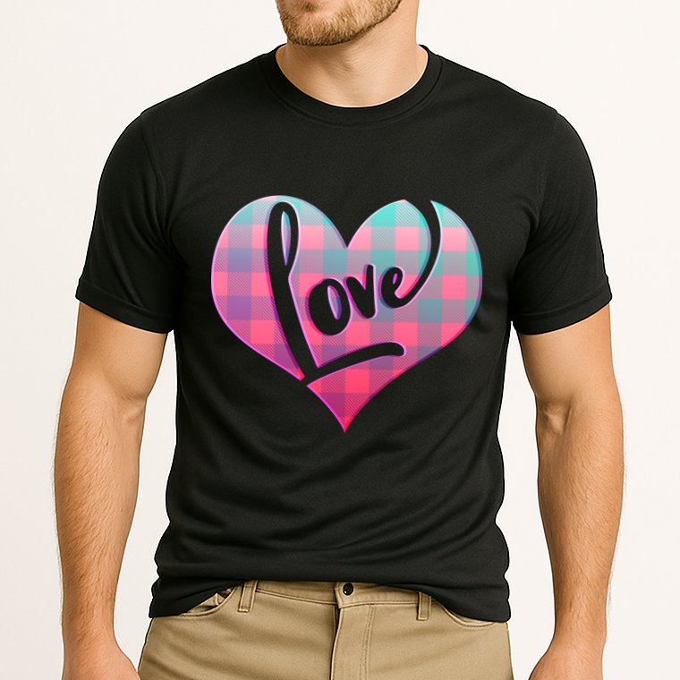 Buffalo Plaid Love Heart Valentines Day Cooling Performance Crew T-Shirt