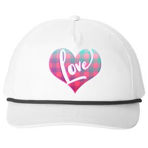 Buffalo Plaid Love Heart Valentines Day Snapback Five-Panel Rope Hat