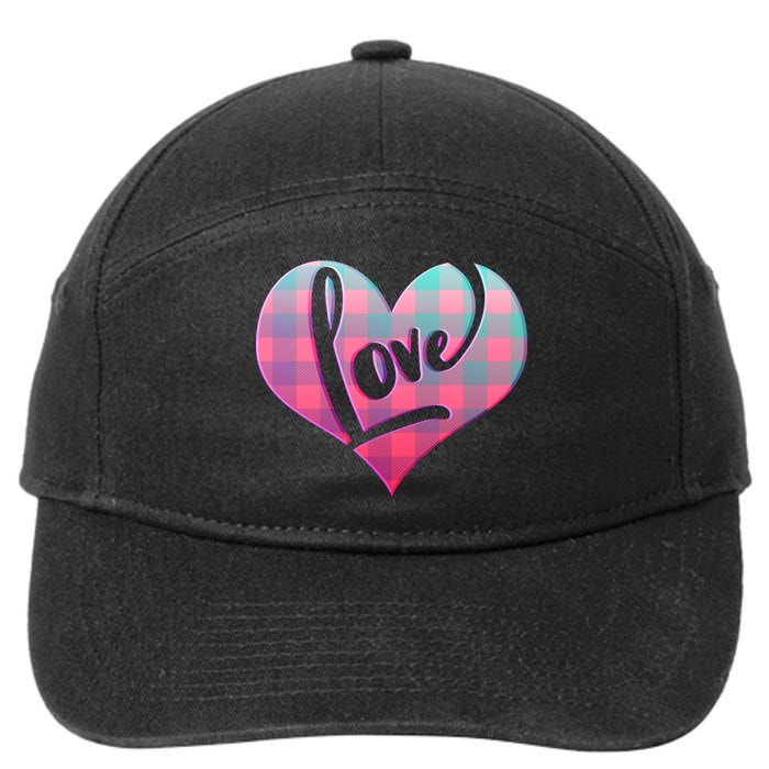 Buffalo Plaid Love Heart Valentines Day 7-Panel Snapback Hat