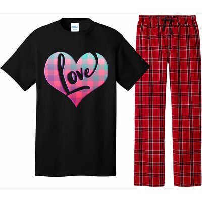 Buffalo Plaid Love Heart Valentines Day Pajama Set