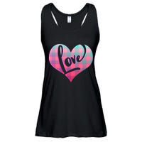 Buffalo Plaid Love Heart Valentines Day Ladies Essential Flowy Tank