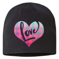 Buffalo Plaid Love Heart Valentines Day Sustainable Beanie