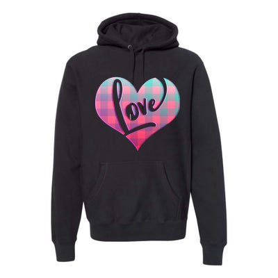 Buffalo Plaid Love Heart Valentines Day Premium Hoodie