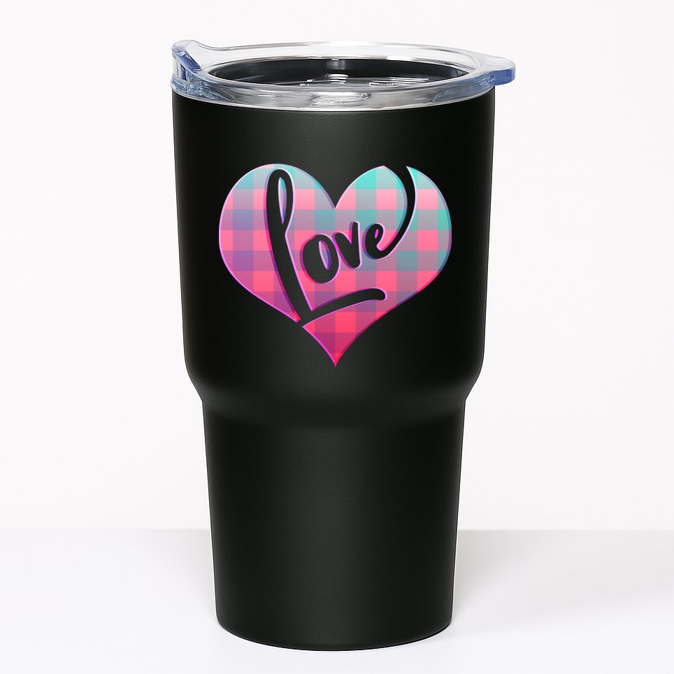 Buffalo Plaid Love Heart Valentines Day Tumbler