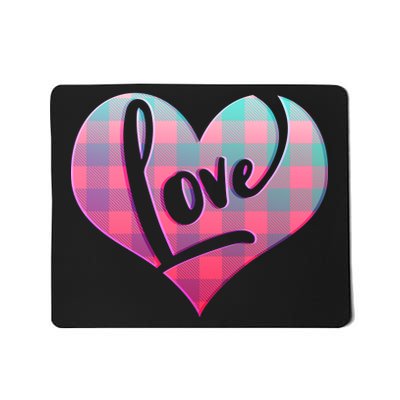 Buffalo Plaid Love Heart Valentines Day Mousepad